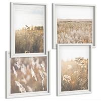BILDER SET 4er Set - 50x50 cm & 40x60 cm Weißer Rahmen - Landschaftsgrasblumen Wärme - Weiß, Kunststoff (50/50cm) - TULUP