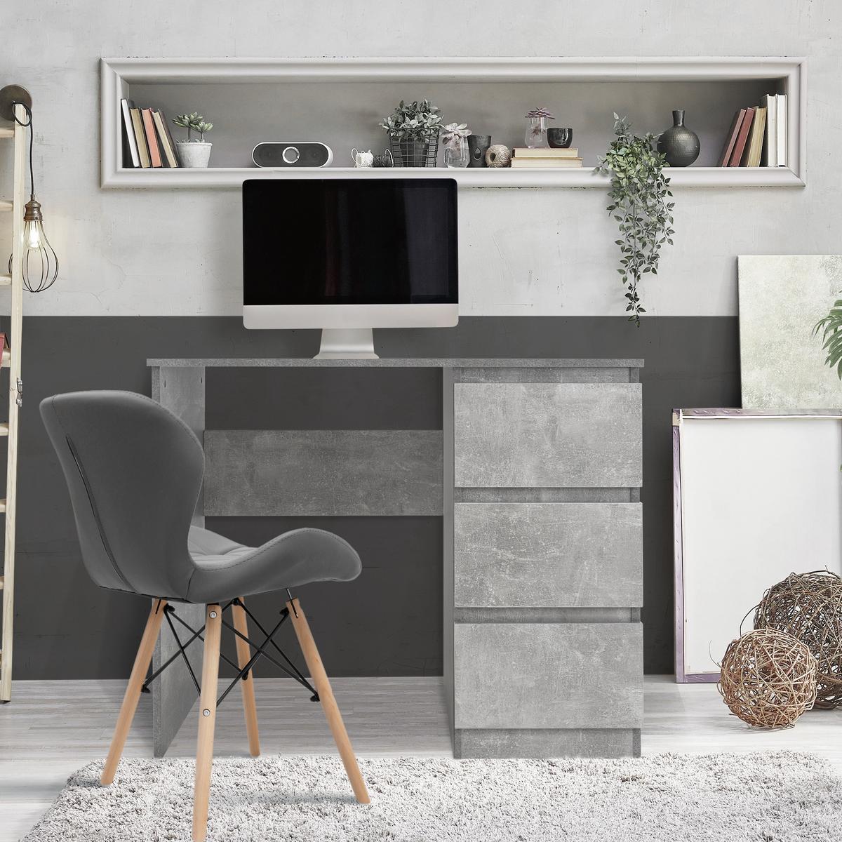 SCHREIBTISCH mit 3 Schubladen 90x76x50 cm Grau - Grau, Holzwerkstoff (90/50/76cm) - ML-DESIGN