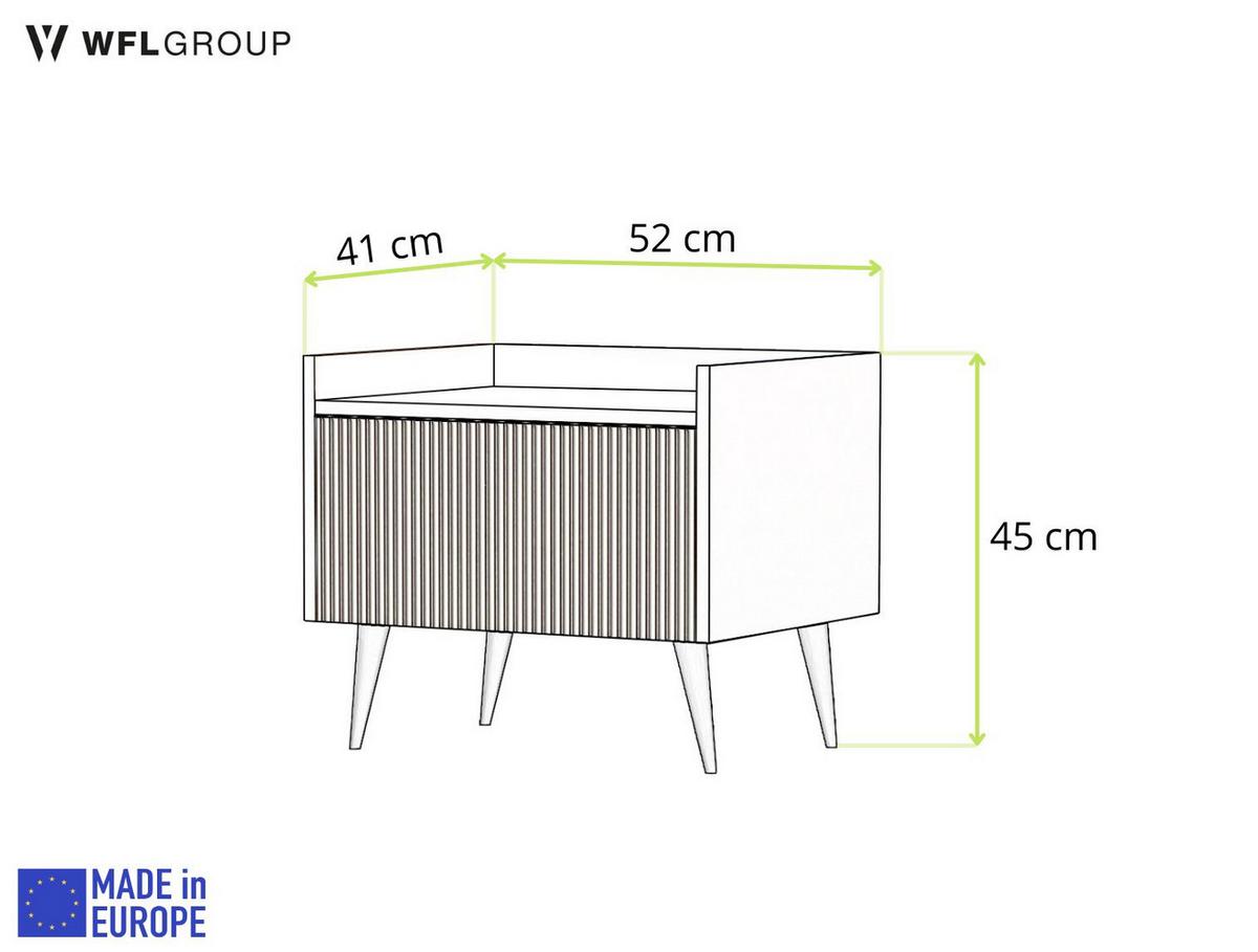 NACHTTISCH Arysa in Beige Cashmere 52/45/41 cm - Kaschmir/Schwarz, Holzwerkstoff/Metall (52/45/41cm) - WFL GROUP