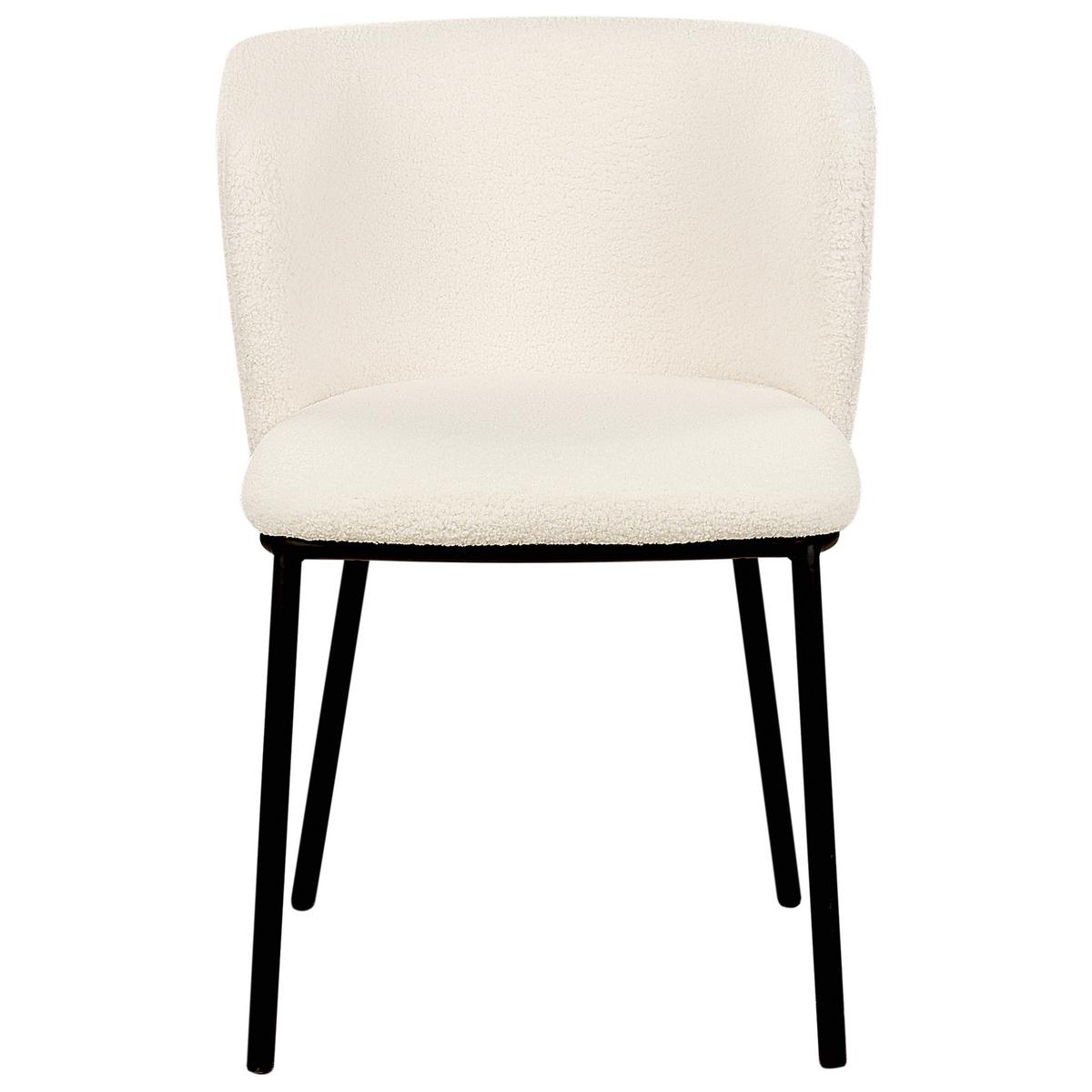 ESSZIMMERSTUHL 2er-Set Bouclé cremeweiß Mina - Schwarz/Weiß, Textil (45/75/52cm) - Beliani