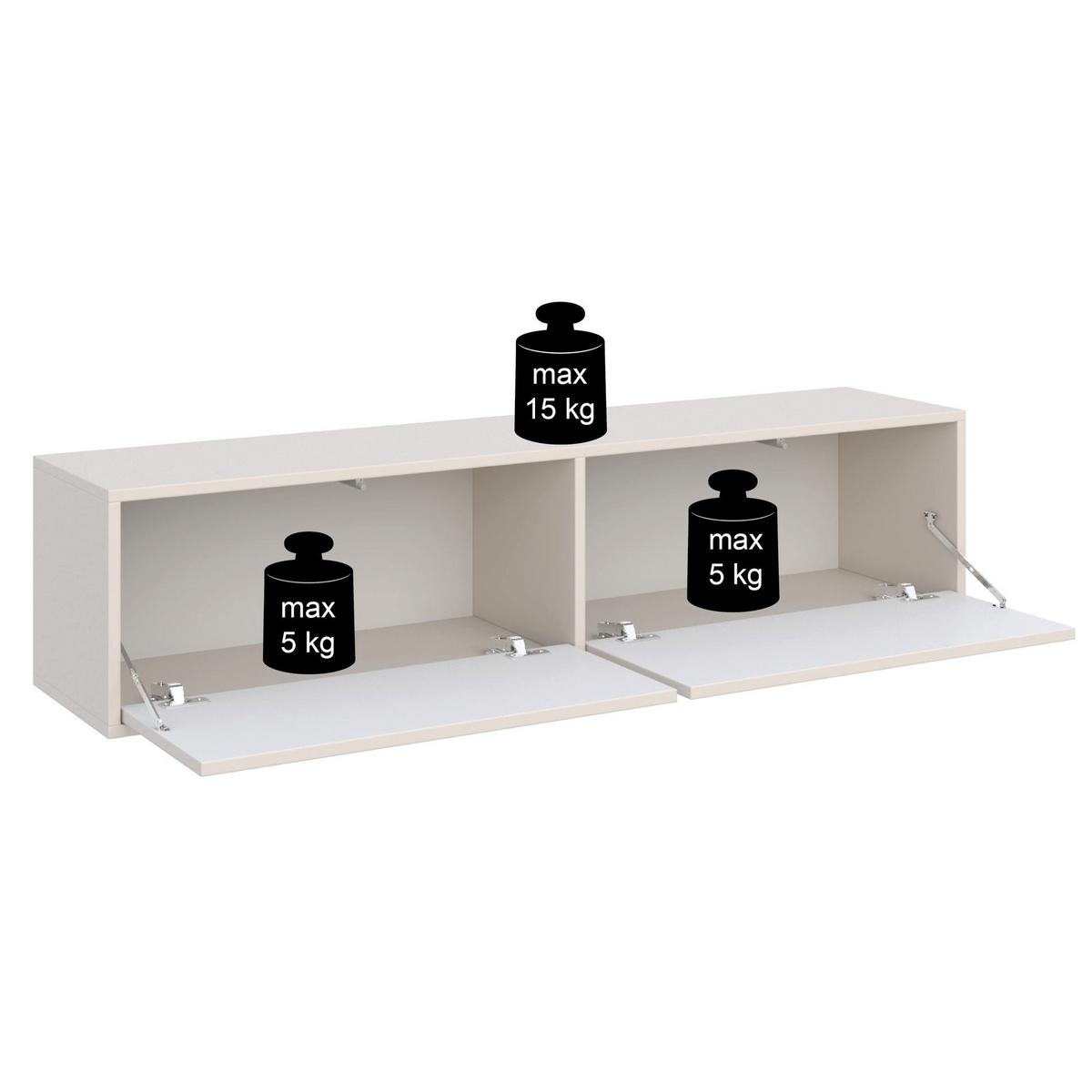 TV-HÄNGEBOARD Velveto 2-türig, Weiß, 140 cm - Weiß, Holzwerkstoff (140/30/30cm) - Selsey