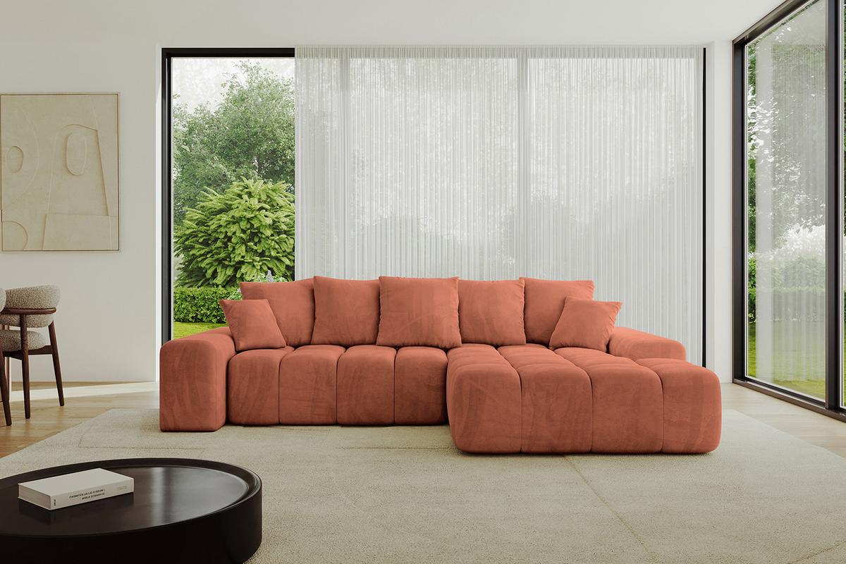 ECKSOFA Ottomane Rechts ENSI-L - 267x164x69 cm Koralle - Koralle, Holzwerkstoff/Kunststoff (164/267cm) - ALTDECOR