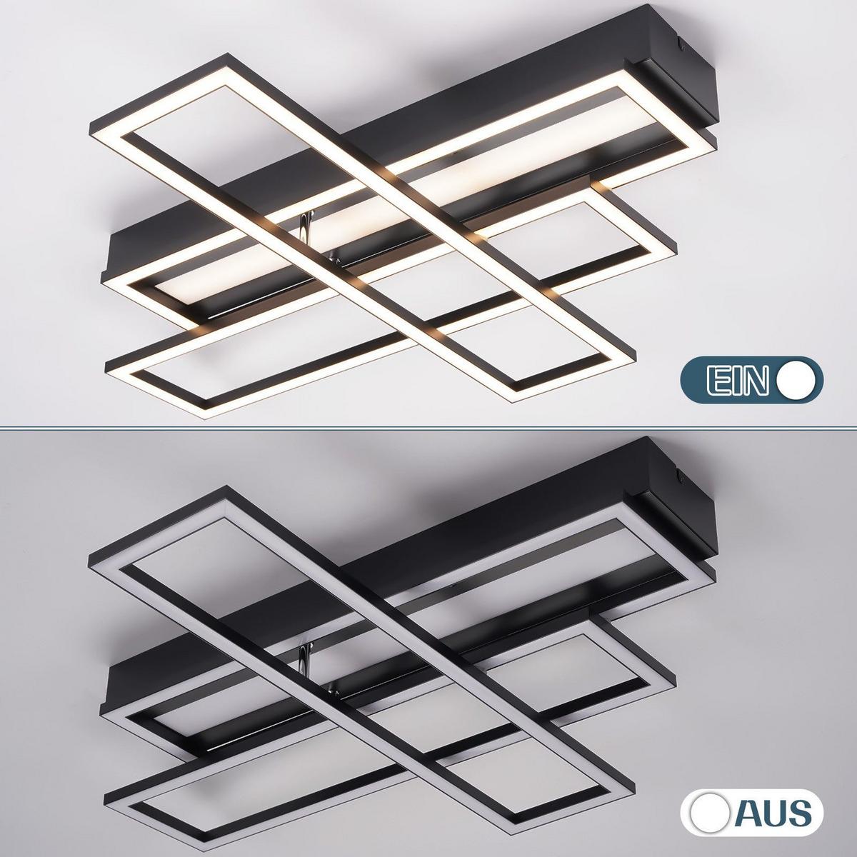 LED-DECKENLEUCHTE Mahoney 55.5/66.5/9.7cm - Schwarz, Metall (66.5/55.5/9.7cm) - Nettlife