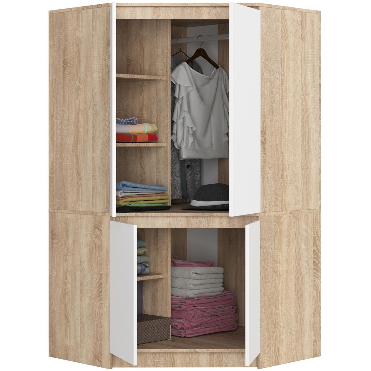 KLEIDERSCHRANK Eiche Sonoma, Weiß 180/100/50 - Weiß, Holzwerkstoff (100/180/50cm) - RAUMHIRSCH FURNITURE