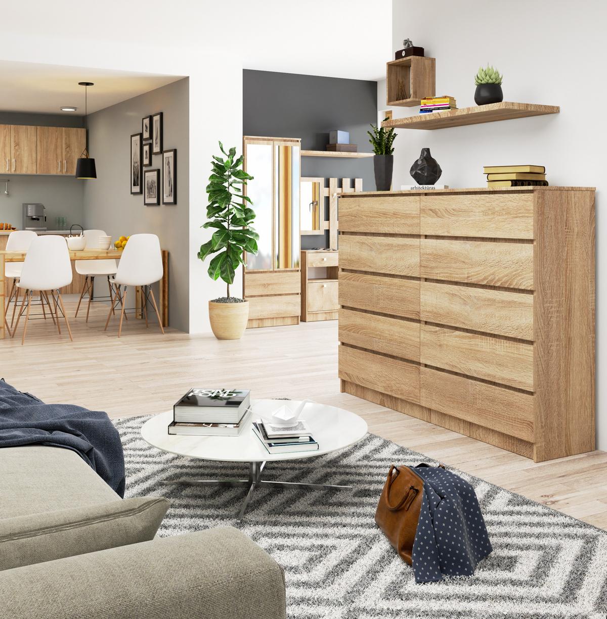 KOMMODE Eiche Sonoma 121/160/40 - Sonoma Eiche, Holzwerkstoff (160/121/40cm) - RAUMHIRSCH FURNITURE