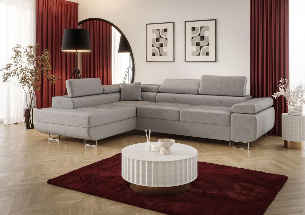 ECKSOFA Monaro Mit Schlaffunktion - Hellgrau, Holzwerkstoff/Textil (202/275cm) - Fun Möbel