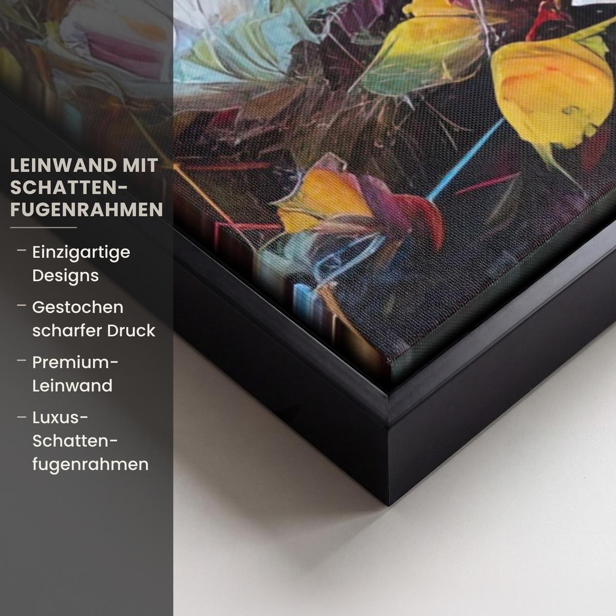 LEINWAND Bilder mit Rahmen - Blumen - Kunst - Natur - Ölgemälde - 40x60 - Multicolor, Textil (40/60cm) - MuchoWow