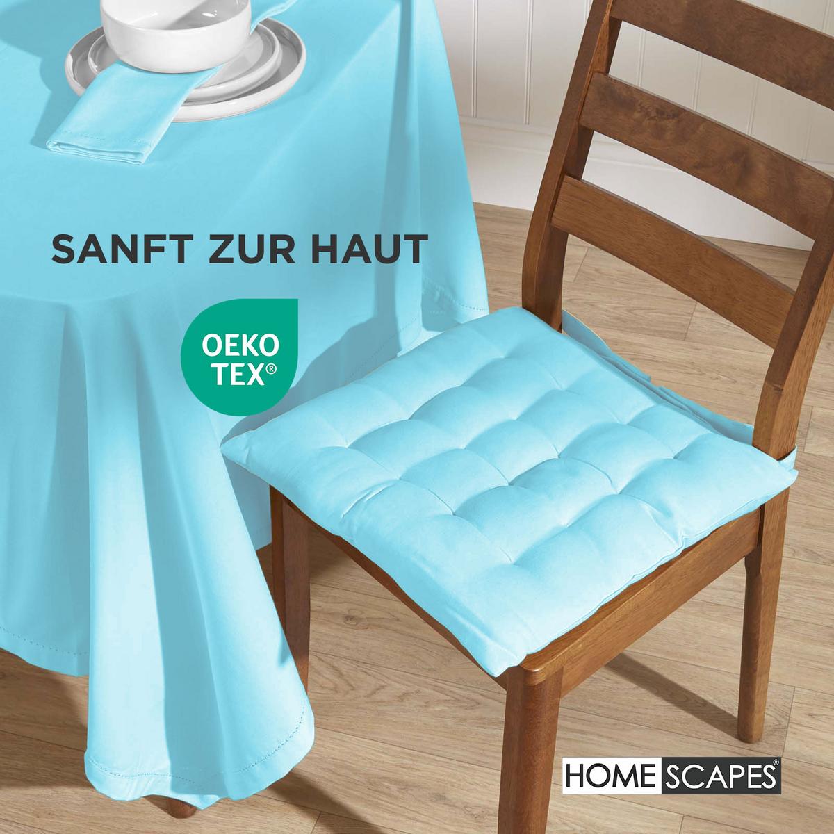 STUHLKISSEN 6er-Set hellblau 40/40/6,5 cm - Hellblau, Textil (40/40/6.5cm) - Homescapes