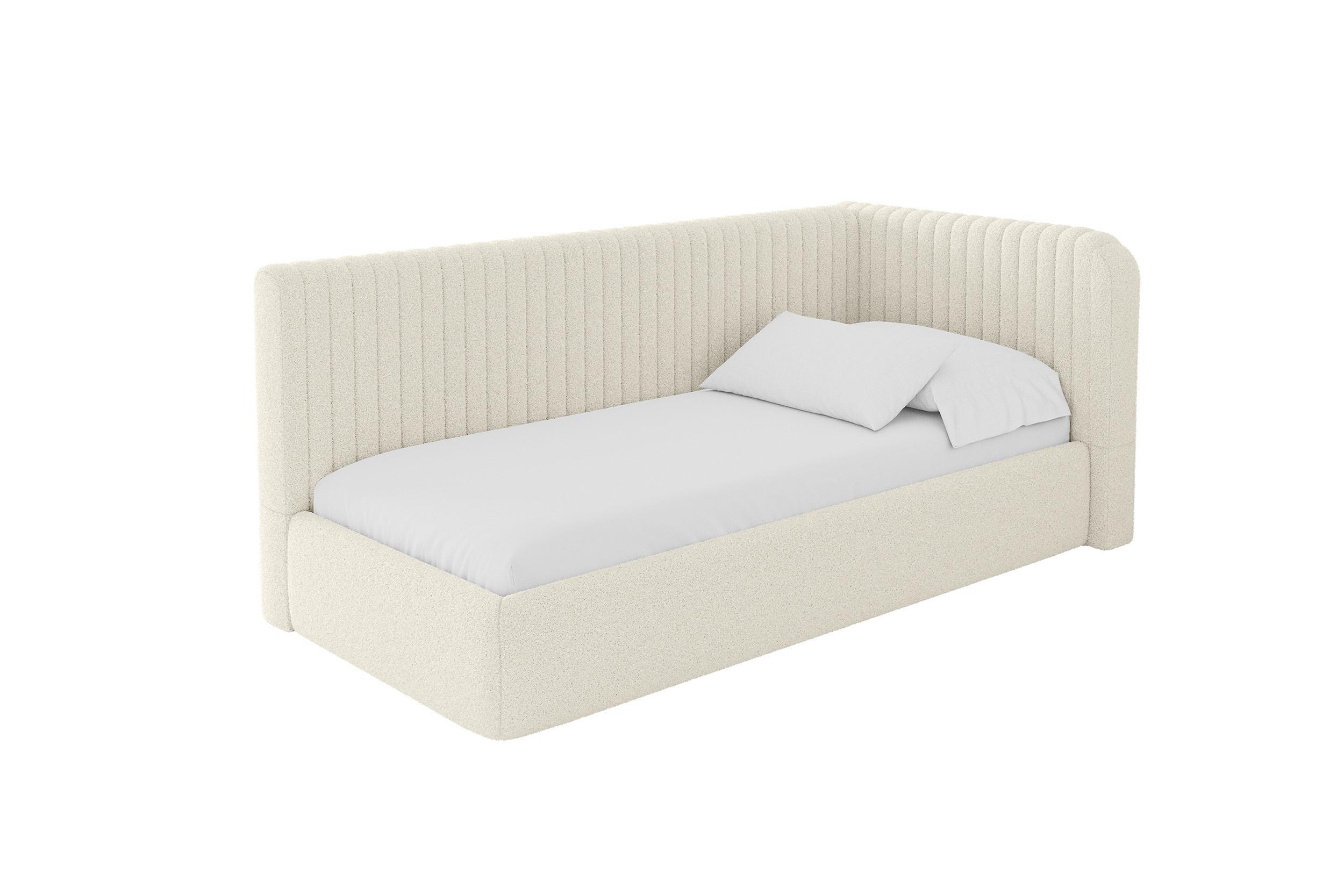 EINZELLBETT Jugendbett mit Bettkasten, Links - AURY 100x200 Beige - Champagner, Holzwerkstoff/Textil (100/200cm) - ALTDECOR