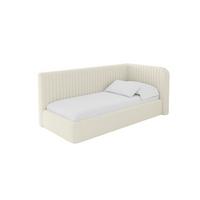 EINZELLBETT Jugendbett mit Bettkasten und Matratze H3/H4, Links - AURY 90x200 Beige - Champagner, Holzwerkstoff/Textil (90/200cm) - ALTDECOR