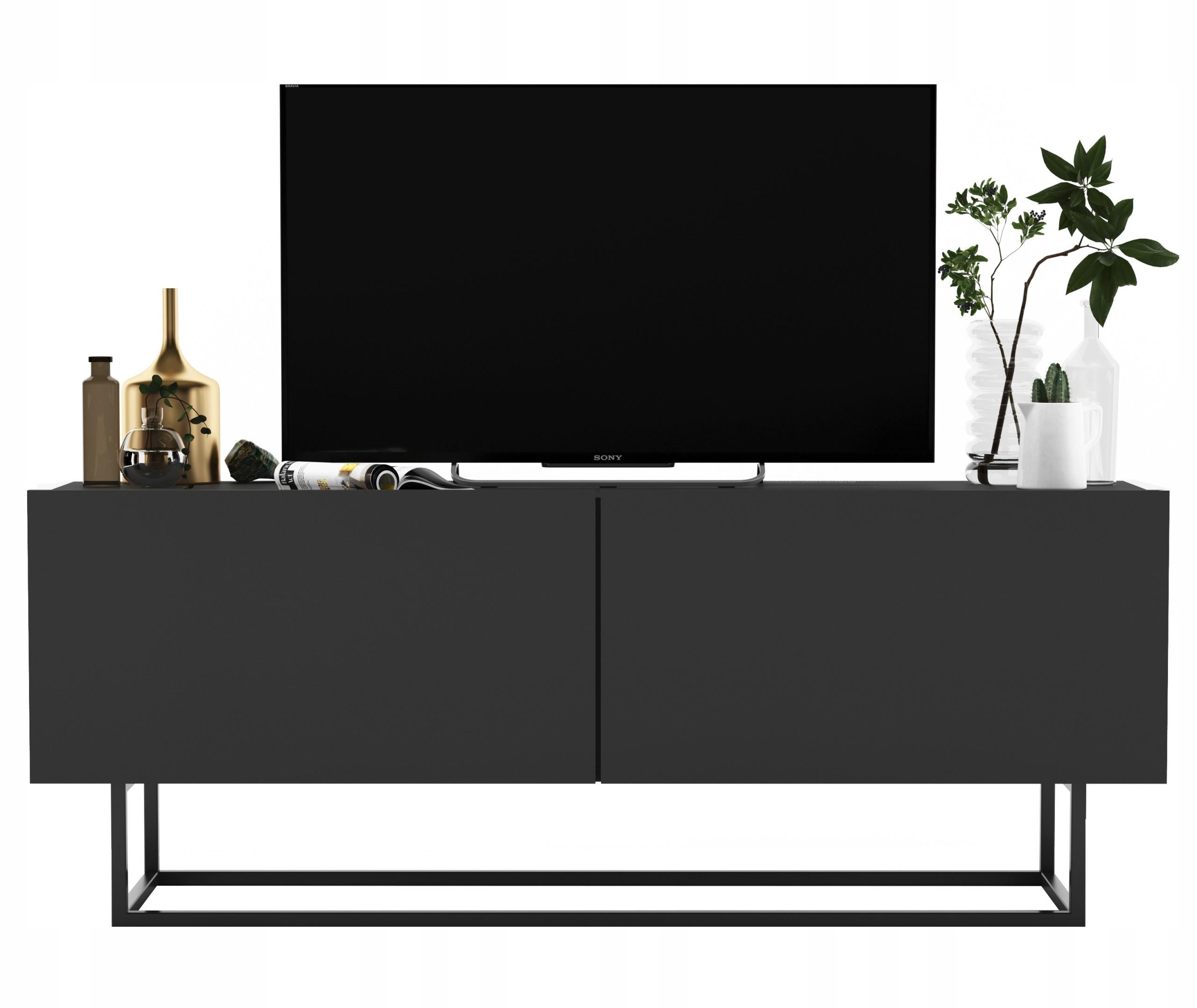 TV-SCHRANK Enjoy Grau matt mit Metallrahmen 120 cm - Schwarz/Grau, Holzwerkstoff/Metall (120/46/35cm) - Meble Lindner