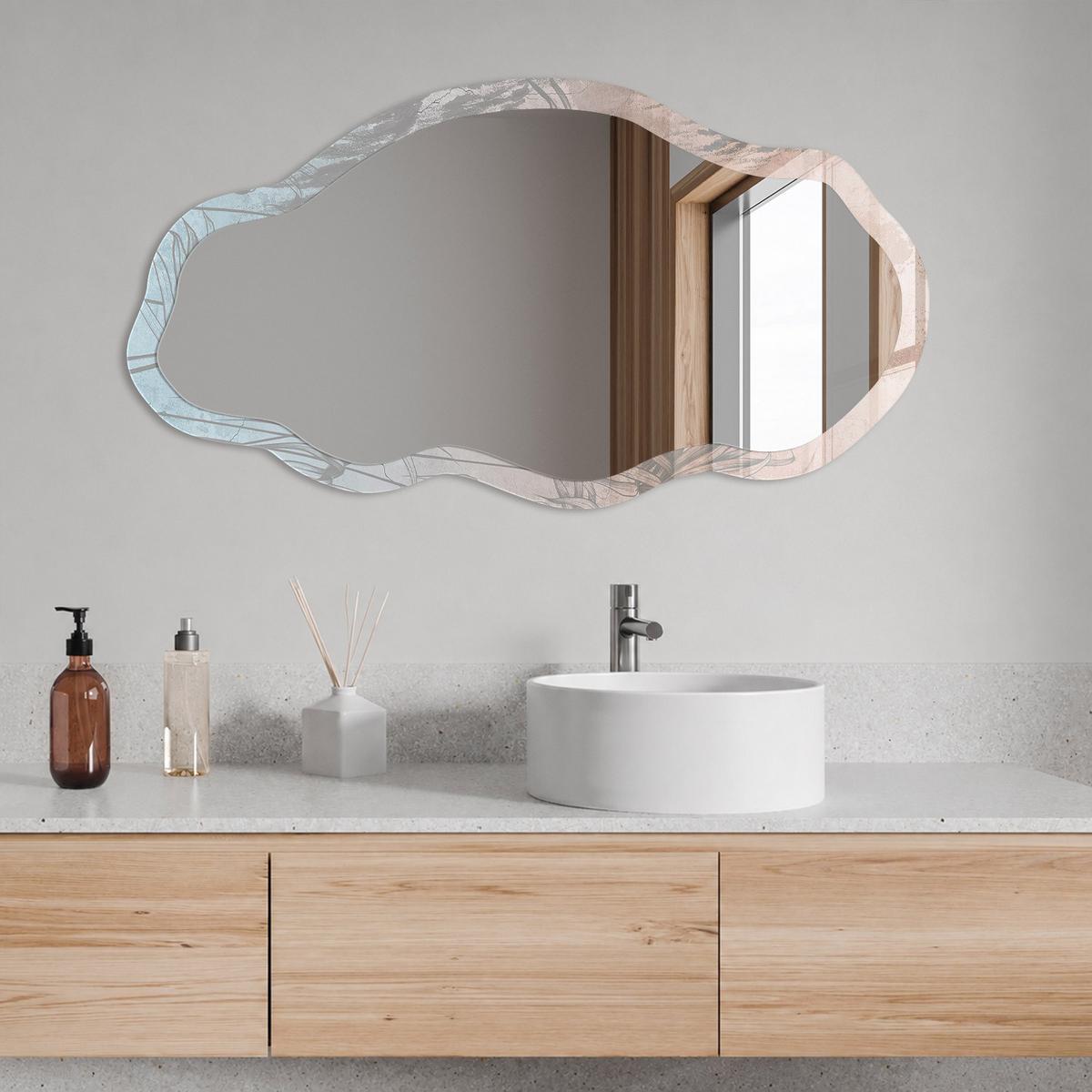 SPIEGEL 90x45 cm asymmetrisch mit Druck - Pflanzenrelaxation - Transparent, Glas (45/90/0.4cm) - TULUP