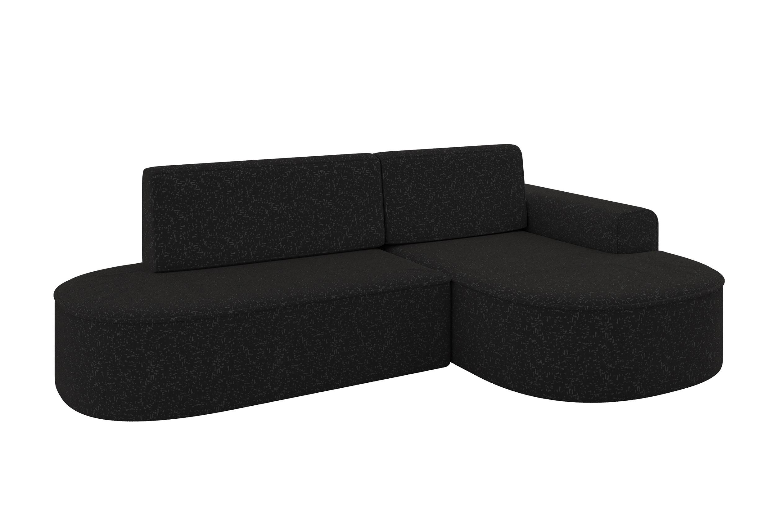 ECKSOFA mit Schlaffunktion und Bettkasten Ottomane Rechts MARI-L1-S - 283x167x73 cm Schwarz Tissu - Schwarz, Holzwerkstoff/Kunststoff (167/283cm) - ALTDECOR