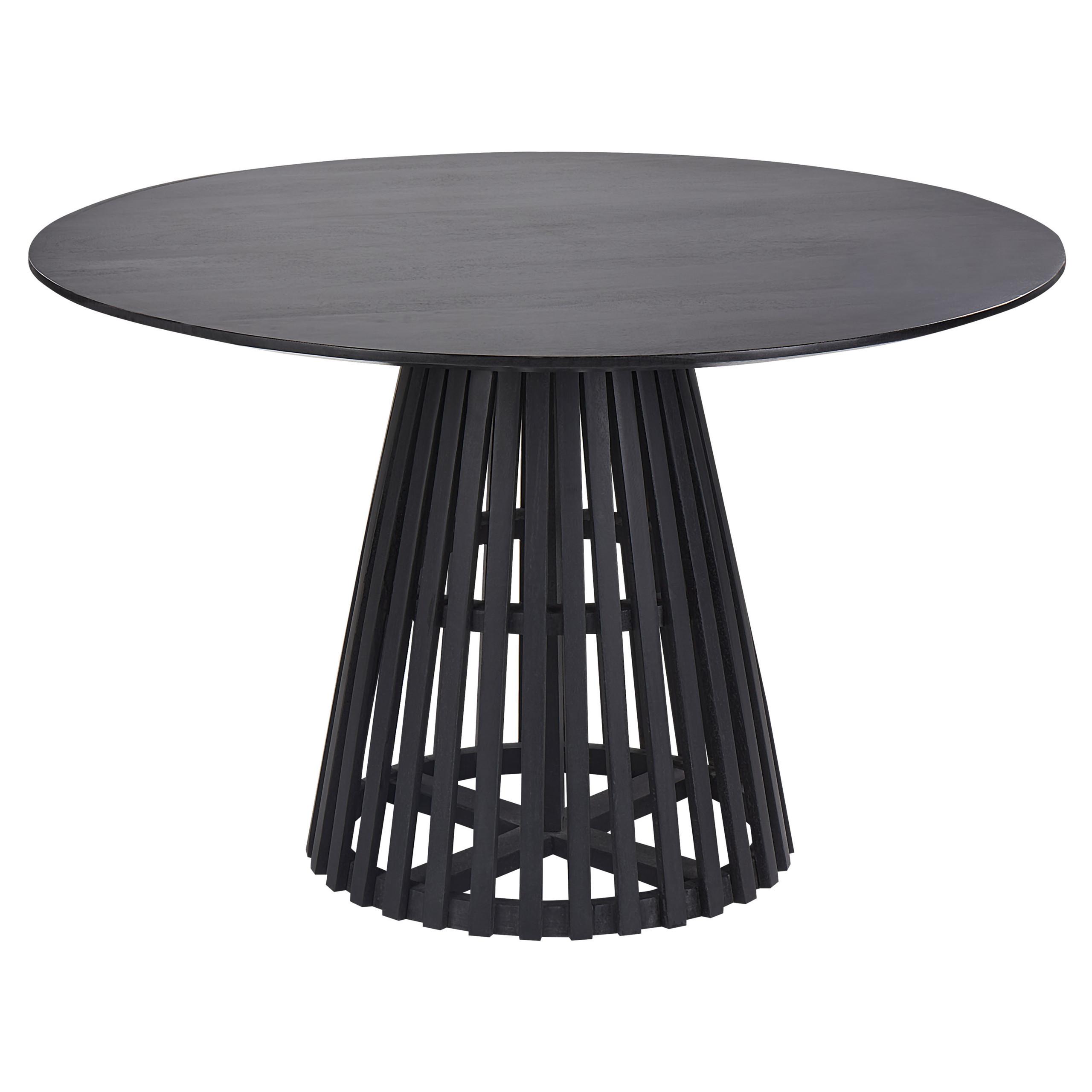 ESSTISCH Akazienholz schwarz 120 cm Mesilla - Schwarz, Holz (120/120/77cm) - Beliani