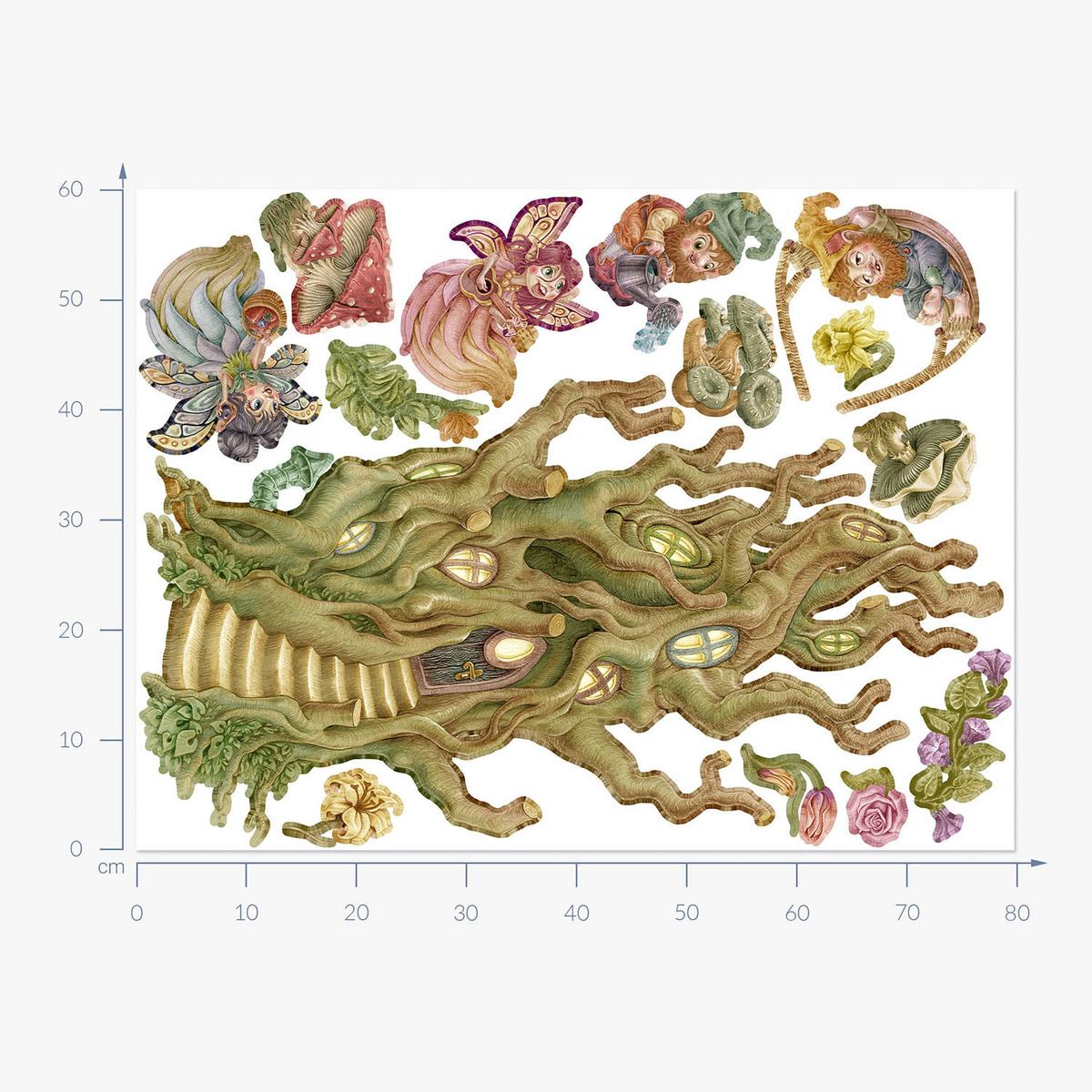 WANDAUFKLEBER 60x80cm - Feenwaldwesen - Multicolor, Kunststoff (60/80/0.1cm) - Wallfluent