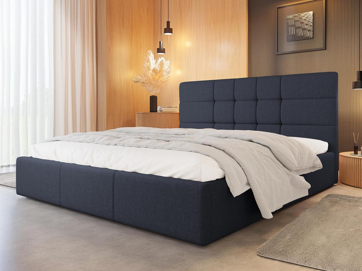 POLSTERBETT Swift mit Lattenrost aus Metall - Schwarz/Dunkelblau, Holz/Holzwerkstoff (160/200cm) - MIRJAN24