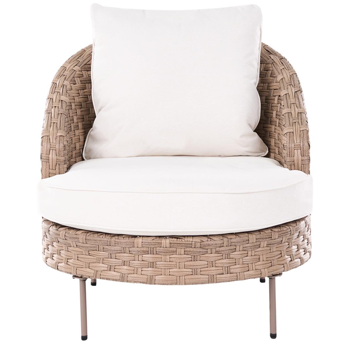 GARTENSESSEL mit Ottomane Polyrattan Braun Arcille - Braun, Kunststoff (80/80/93cm) - Beliani