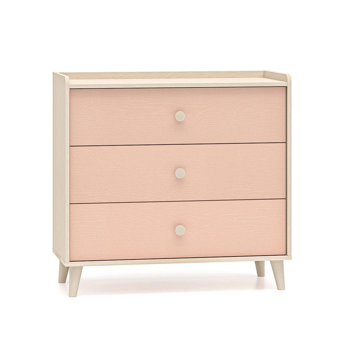 KINDERKOMMODE Alycia Beige - Korallenrosa - Holzeffekt - Pink, Holz (90/85/40cm) - Petits-meubles