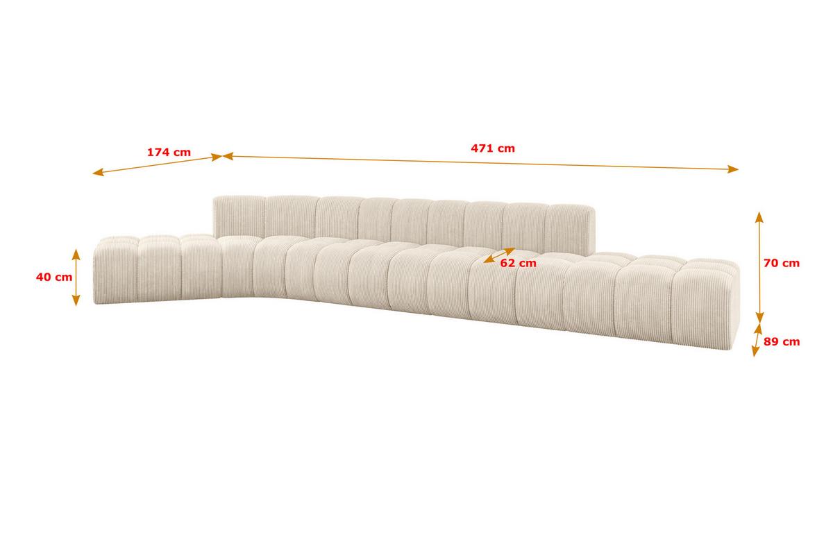 ECKSOFA modulares Sofa Solven-L2 - 471x174x70 cm Beige - Beige, Holzwerkstoff/Textil (471/174cm) - ALTDECOR