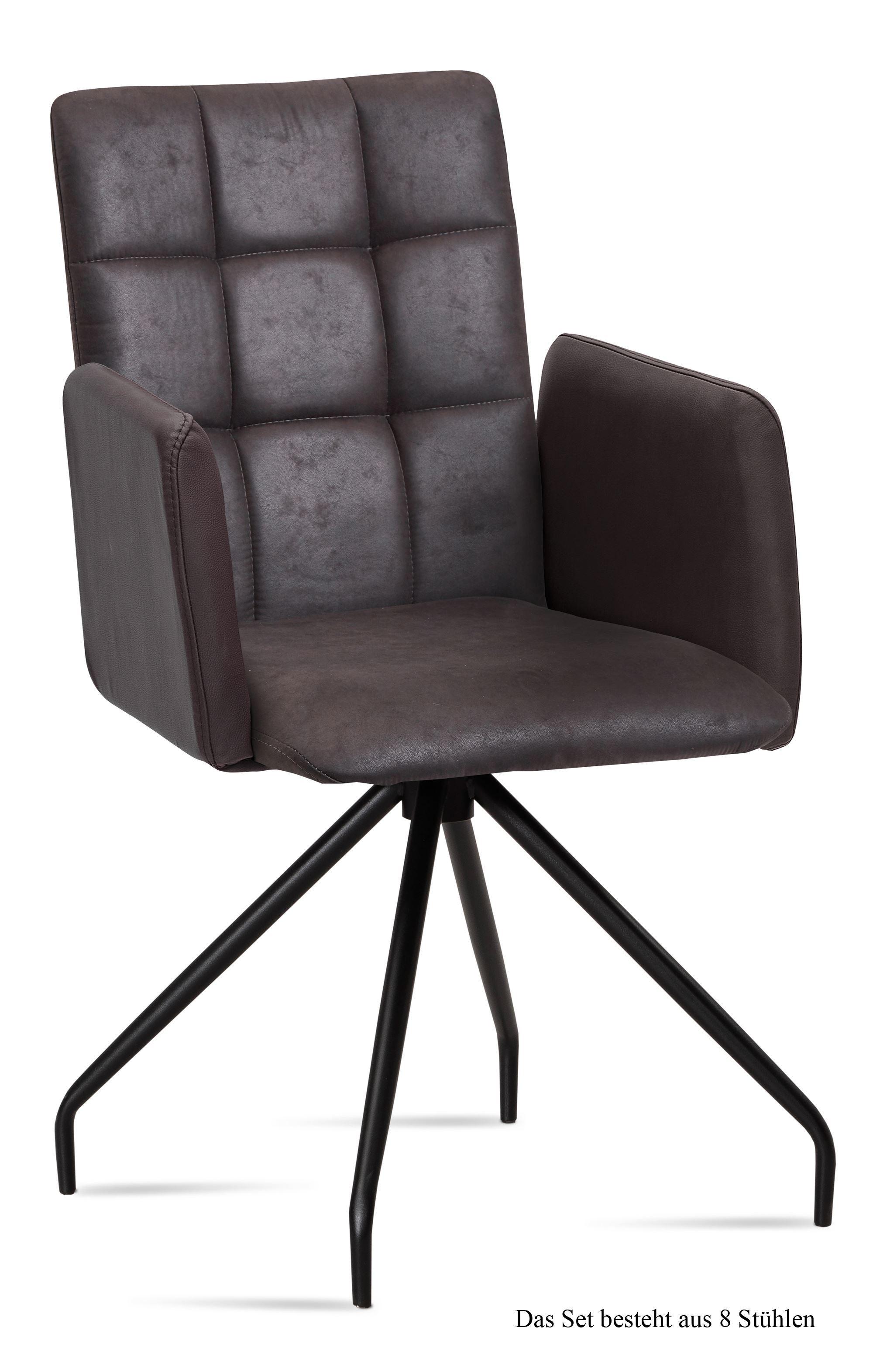 ARMLEHNSTUHL (8er-Set) Devina 52x91x60 Schwarz/Espresso - Dunkelbraun/Schwarz, Kunststoff (60/91/52cm) - 58aufmkessel