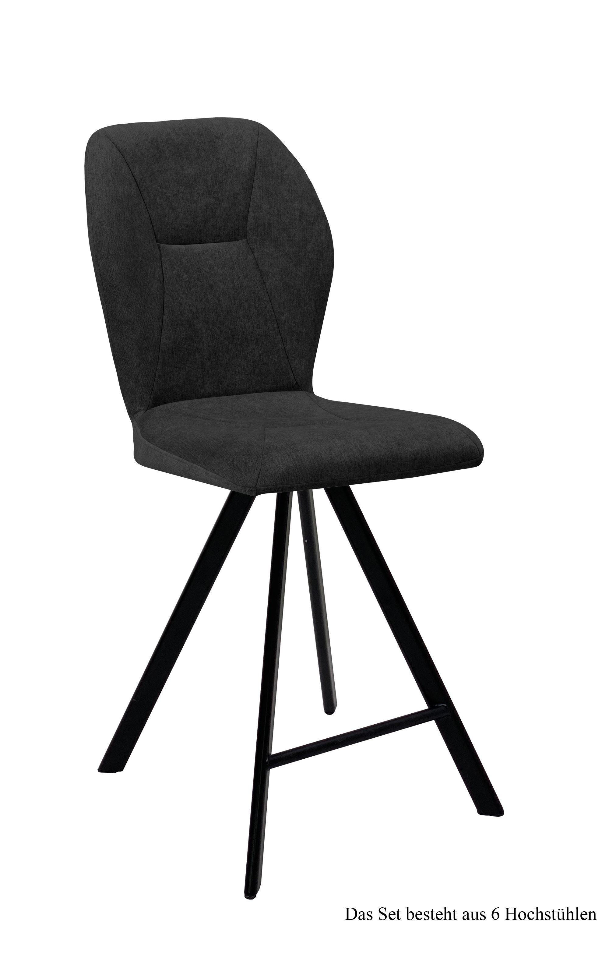THEKENSTUHL drehbar (6er-Set) Diantha 51x109x60 Schwarz/Anthrazit - Anthrazit/Schwarz, Kunststoff (60/109/51cm) - 58aufmkessel