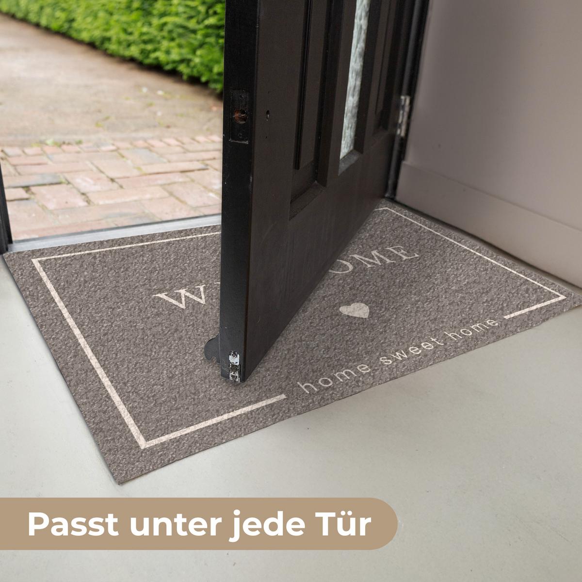 FUSSMATTE Willkommen - Braun Schmutzfänger 60x40 cm - Taupe, Kunststoff (60/0.4cm) - MuchoWow