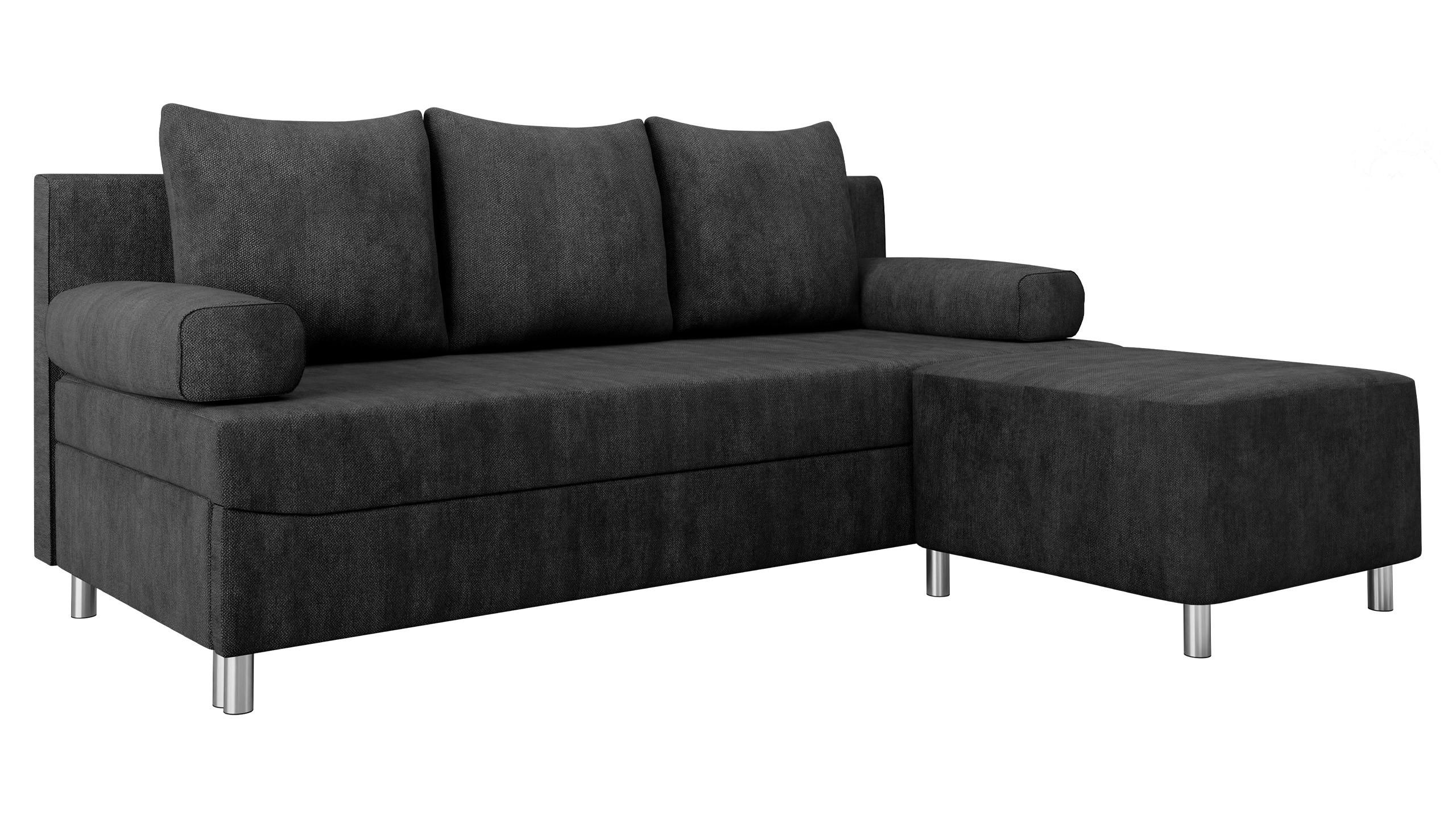 SCHLAFSOFA Dover mit Polsterhocker - Chromfarben/Anthrazit, Holz/Kunststoff (192/86/80cm) - MIRJAN24