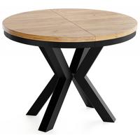 ESSTISCH Clara runder ausziehbarer, Eiche Braun 120-200/120/76 cm - Eiche Wotan/Schwarz, Holzwerkstoff/Metall (120/200/76cm) - WFL GROUP
