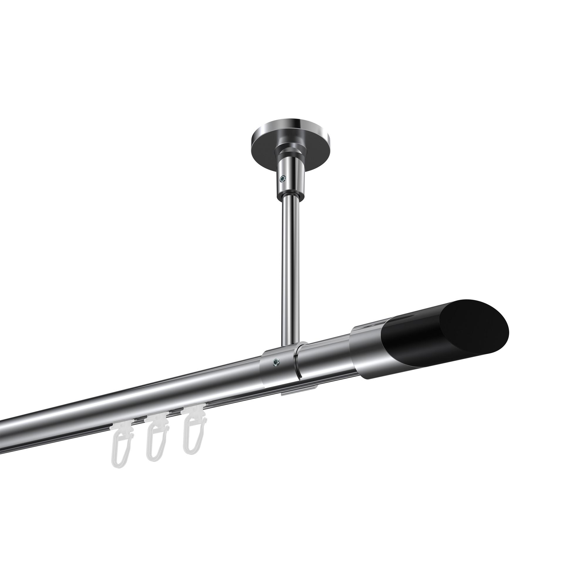 GARDINENSTANGE INNENLAUF Sonette Verano 260 cm (geteilt in 2 x 130 cm), 1-läufig, 20 mm Ø Chrom - Chromfarben/Schwarz, Metall (260cm) - INTERDECO