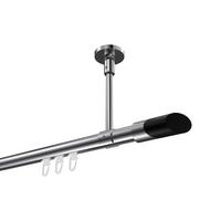 GARDINENSTANGE INNENLAUF Sonette Verano 260 cm (geteilt in 2 x 130 cm), 1-läufig, 20 mm Ø Chrom - Chromfarben/Schwarz, Metall (260cm) - INTERDECO
