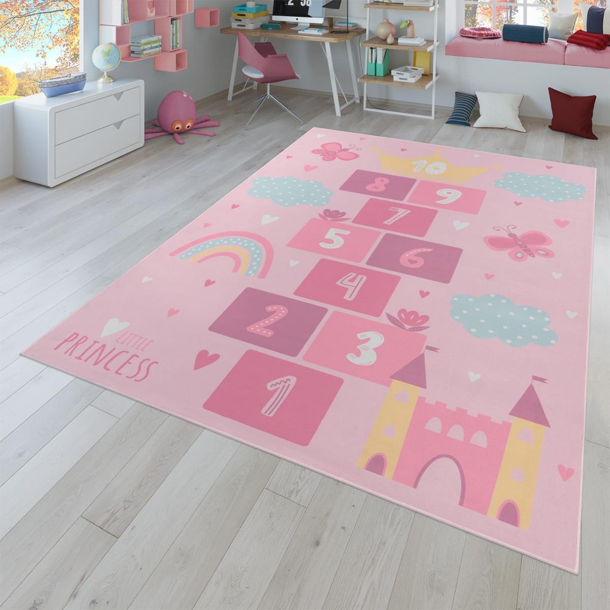 KINDERTEPPICH Herz Pink 100 x 200 cm - Pink, Kunststoff (100/200cm) - TT Home