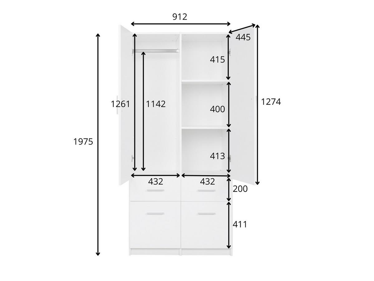 KLEIDERSCHRANK Eiche Wellington, Graphit 91/198/54 - Eichefarben/Graphitfarben, Holzwerkstoff (91/198/54cm) - RAUMHIRSCH FURNITURE