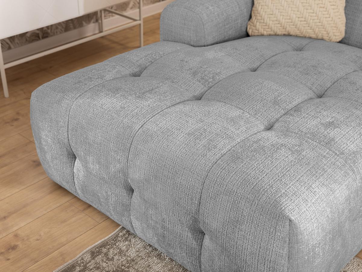 ECKSOFA mit Ottomane links, raffinierten Steppungen, Wellenunterfederung, B234/T161/H79 cm, Chenille-Bezug in Hellgrau / 21044 - Hellgrau/Schwarz, Kunststoff/Textil (234/79/161cm) - luma-home