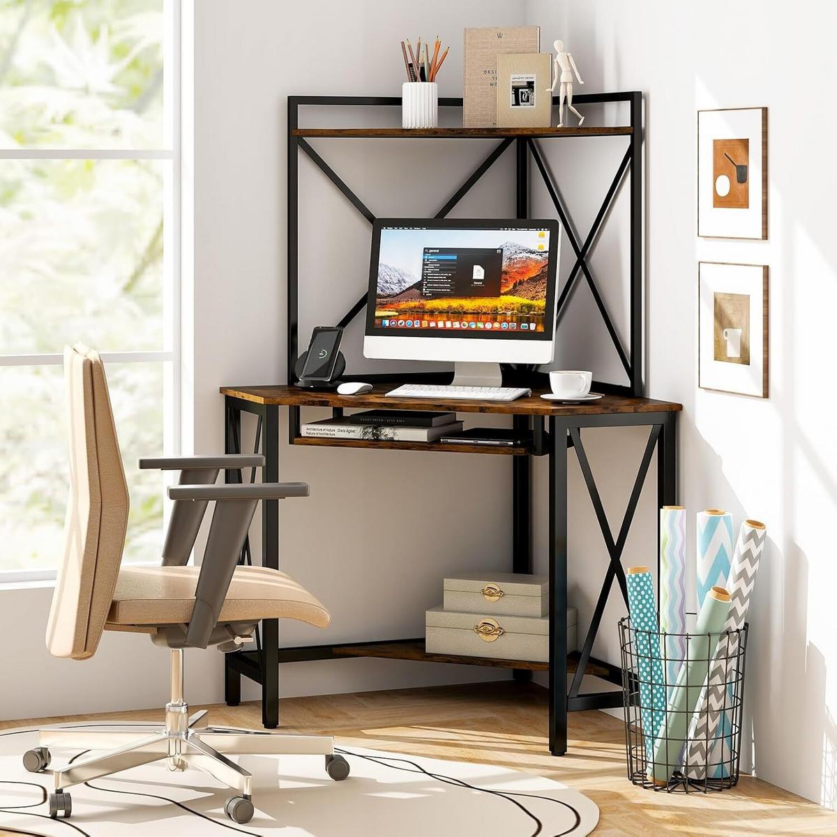ECKCOMPUTERTISC 145cm Braun - Braun, Holz (75/113/145cm) - COSTWAY