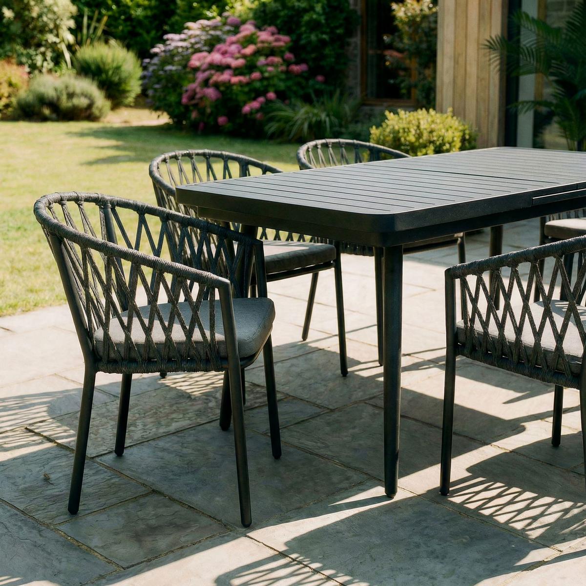 GARTENMÖBEL SET SUNNY 7er Set grau, schwarz - Grau, Metall - IDIMEX