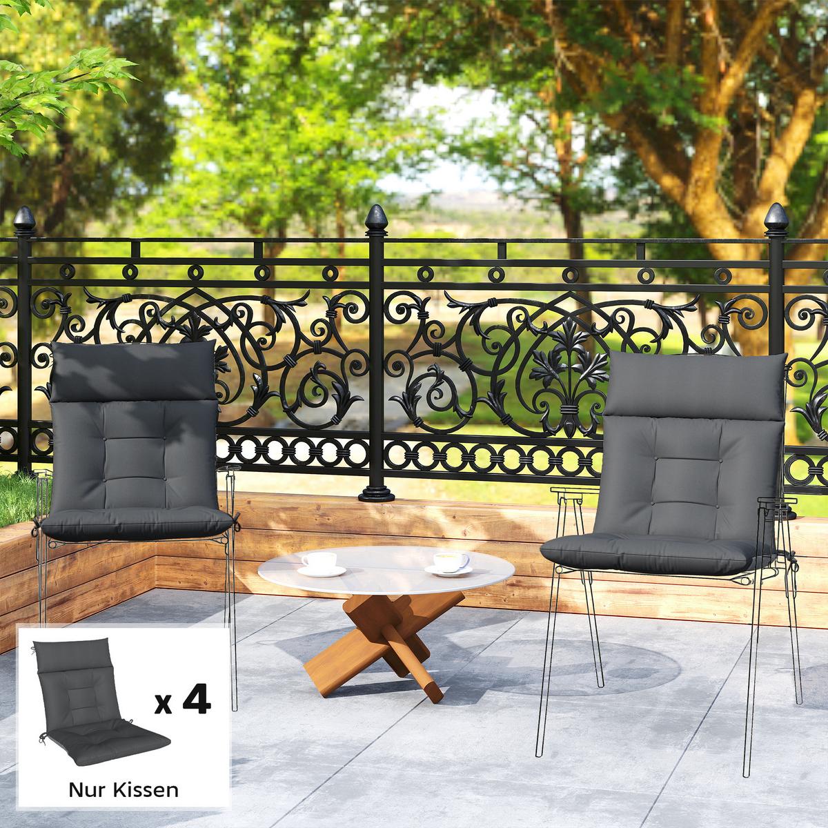 SITZKISSEN 4ER-SET aus Polyester Dunkelgrau - Dunkelgrau, Textil (111.5/53/8cm) - Outsunny