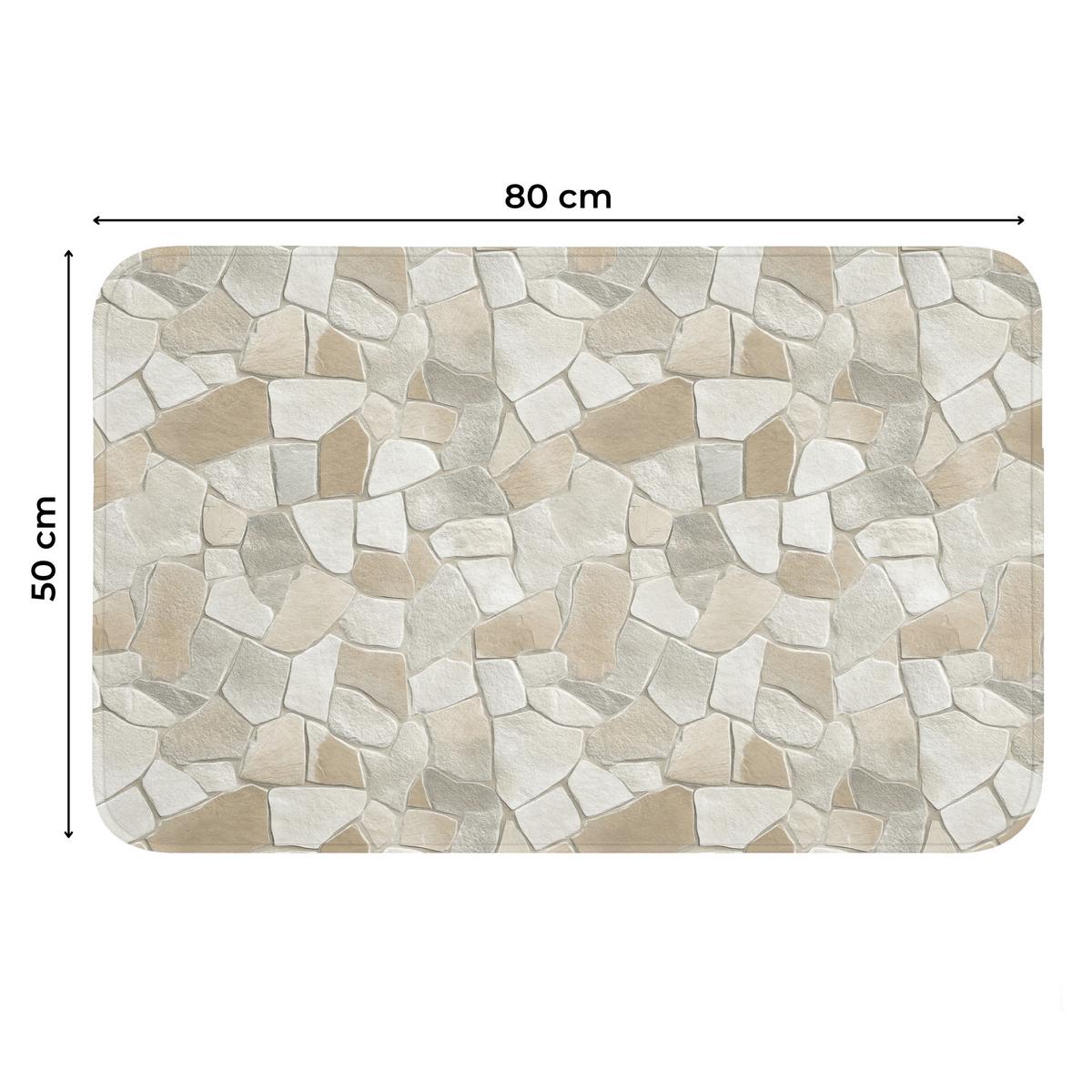 WC-VORLEGER Mosaik - Steine - Beige Toilettenteppich 80x50 cm - Beige, Textil (80/1cm) - OnlyWow