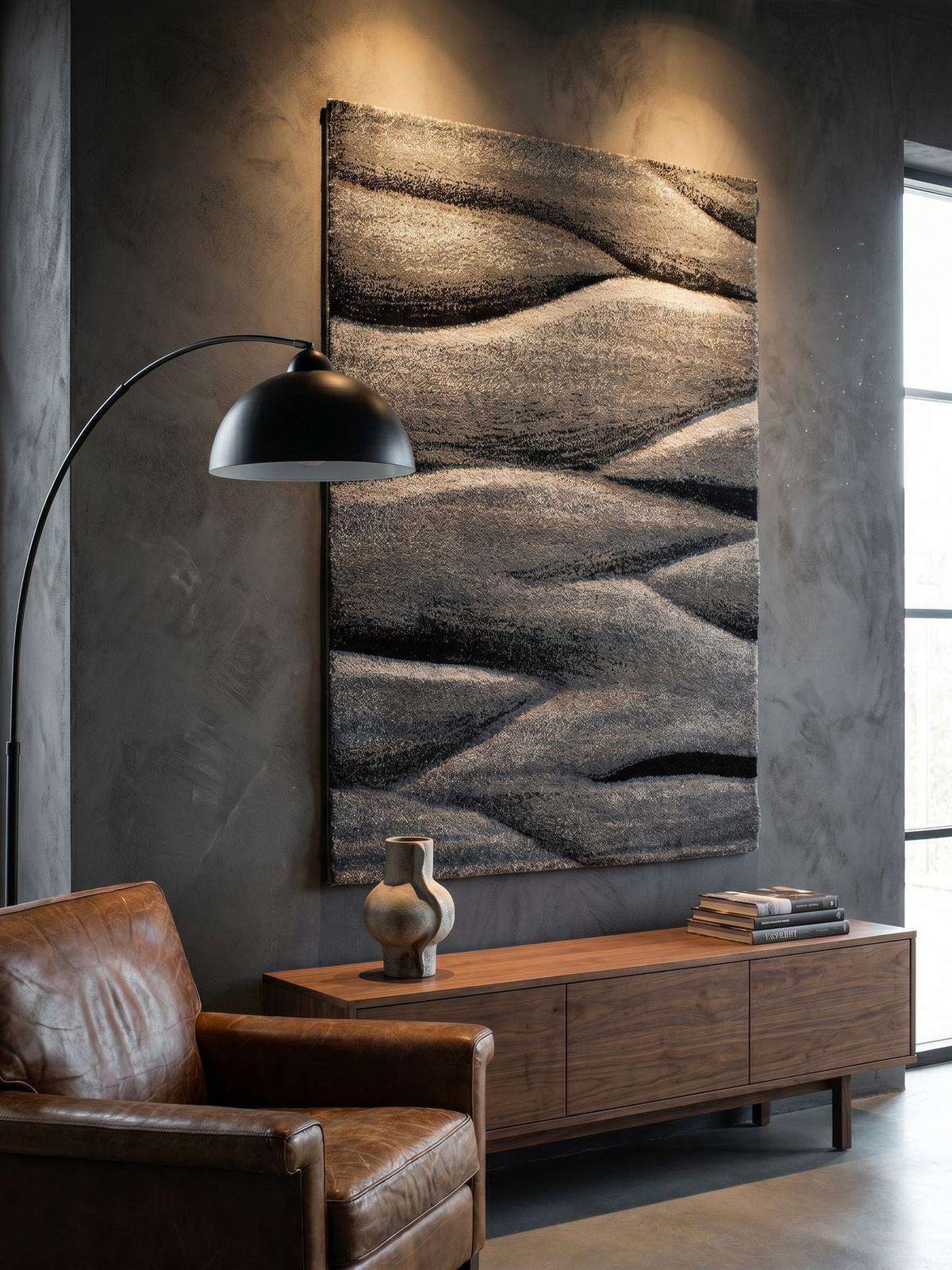 KURZFLORTEPPICH SOLDA, mit Farbverlauf, Schwarz, 160 x 230 cm - Schwarz, Textil (160/230cm) - KADIMA DESIGN