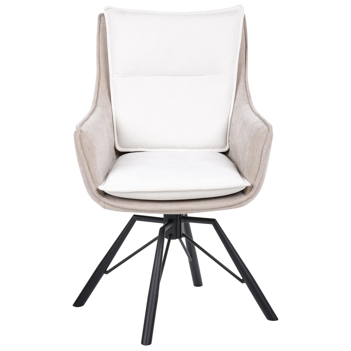 ESSZIMMERSTUHL drehbar Chenillegewebe Cremeweiß/Beige Anneberg - Creme, Textil (60/94/64cm) - Beliani