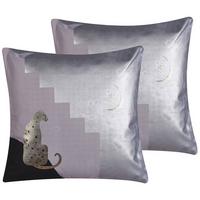 DEKOKISSEN 2er-Set Grau 45/45 cm Digitalis - Grau, Naturmaterialien/Textil (45/45cm) - Beliani