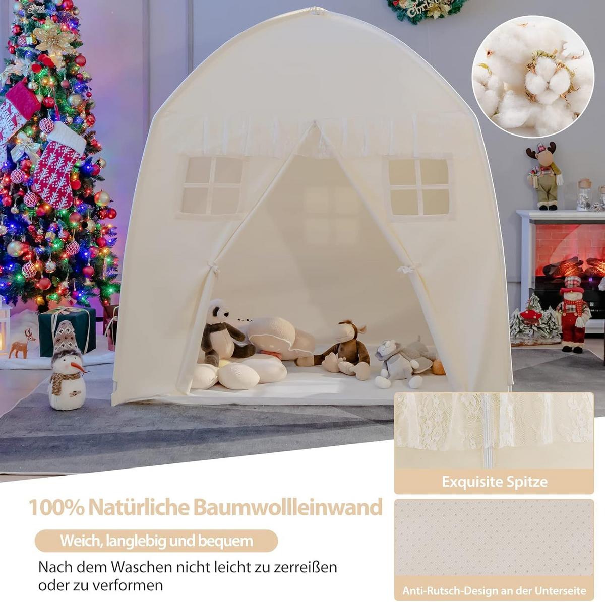 KINDERZELT 155cm Beige - Beige, Textil (143/155/100cm) - COSTWAY