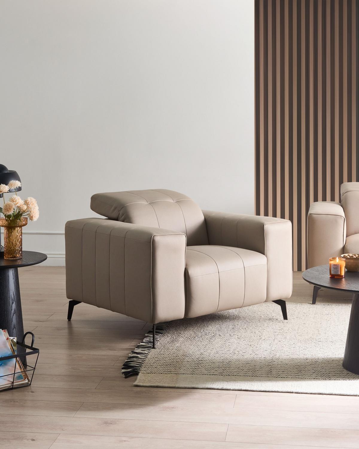 SESSEL Stoff Taupe Ommel - Taupe, Textil (110/80/102cm) - Beliani