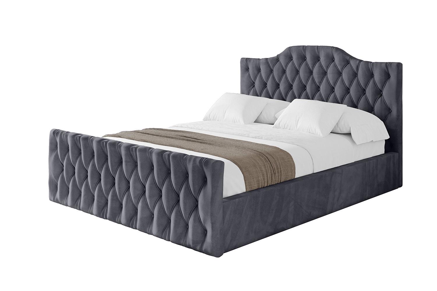 POLSTERBETT mit Bettkasten, Fußteil und Lattenrost, Boxbett mit Matratze H3/H4 - FALIO-Z 120x200 Dunkelgrau - Dunkelgrau, Holzwerkstoff/Textil (120/200cm) - ALTDECOR
