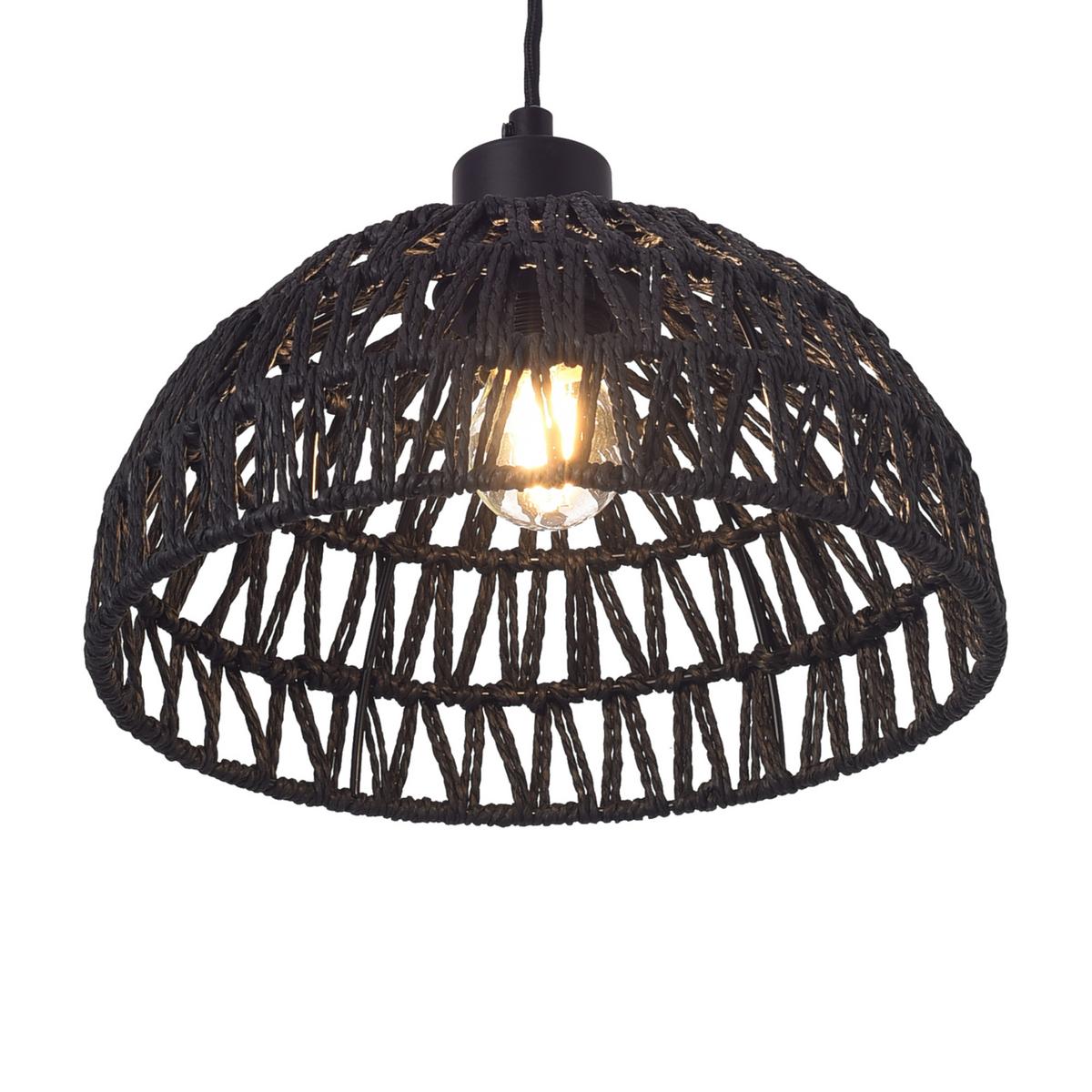 HÄNGELAMPE Alton - Schwarz, Naturmaterialen/Metall (25/25/156cm) - lux.pro