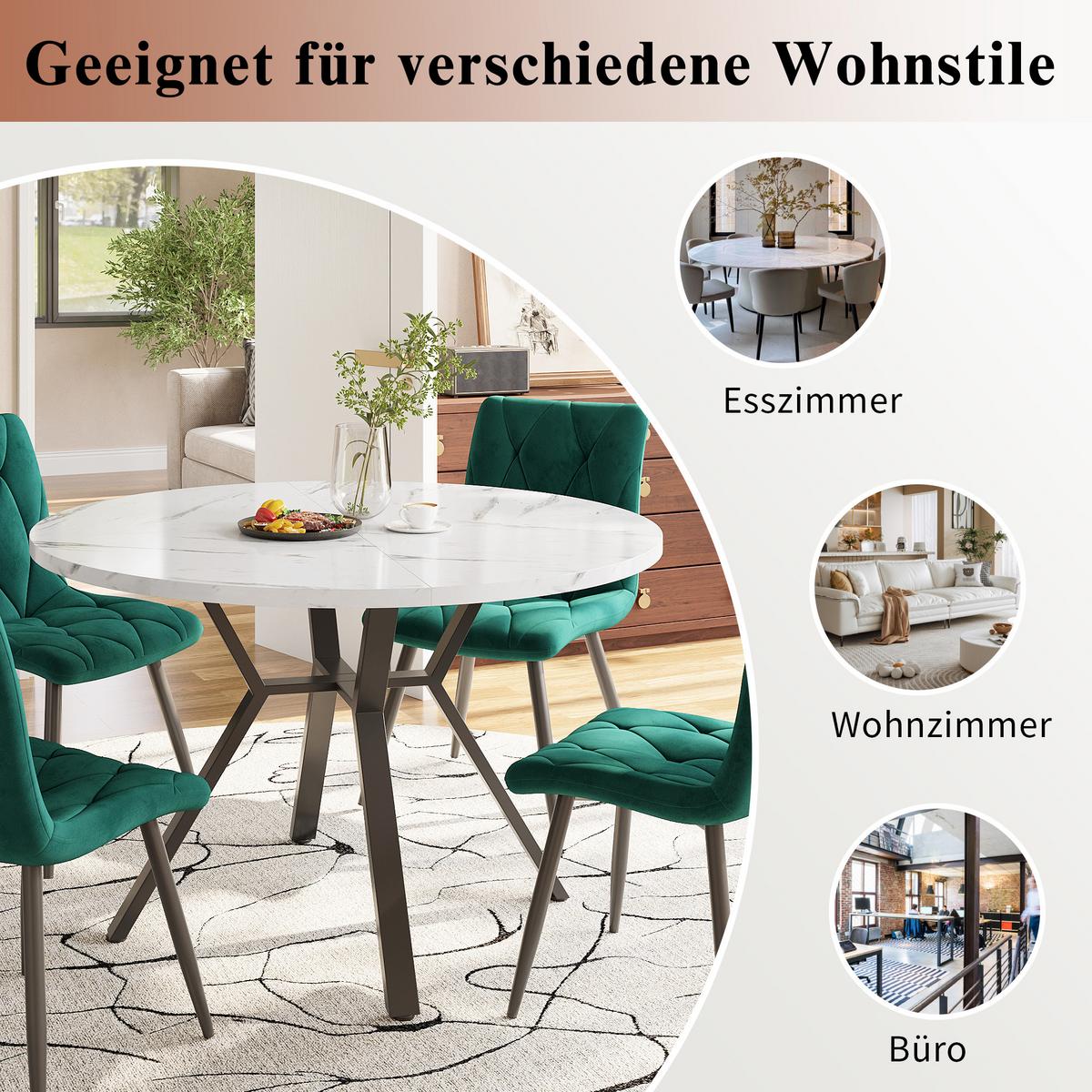 ESSTISCH runder marmor-optik Ø 100 cm mit X-metallgestell - Schwarz, Holzwerkstoff (100/100/75cm) - Urban Meuble