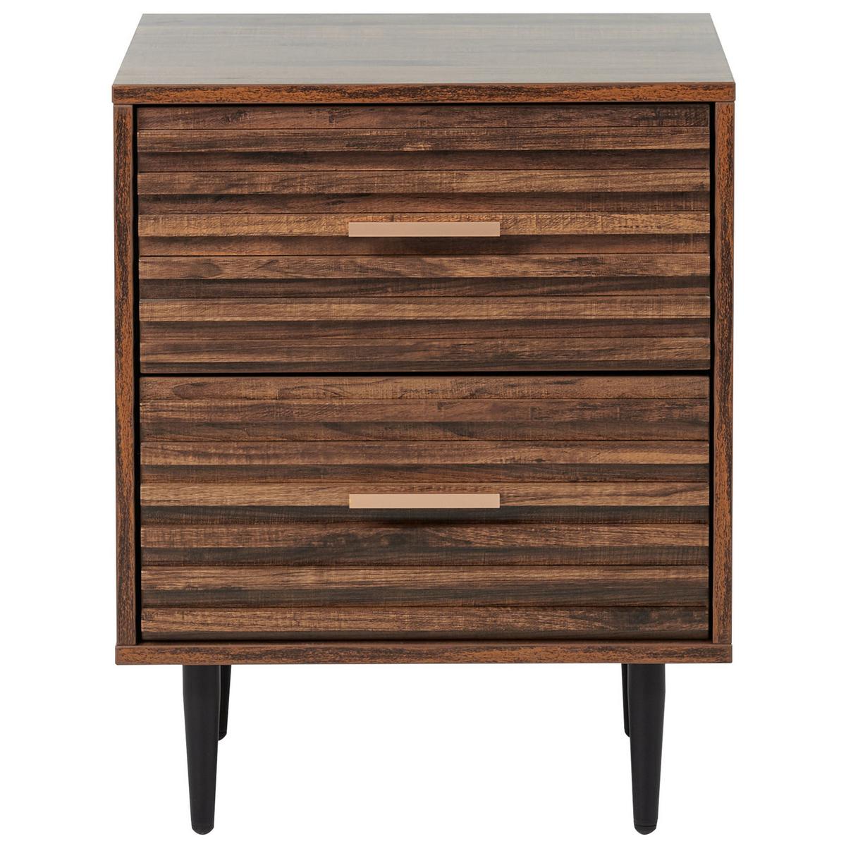 NACHTTISCH mit 2 Schubladen Dunkelbraun Keith - Braun, Holzwerkstoff (40/48/60cm) - Beliani