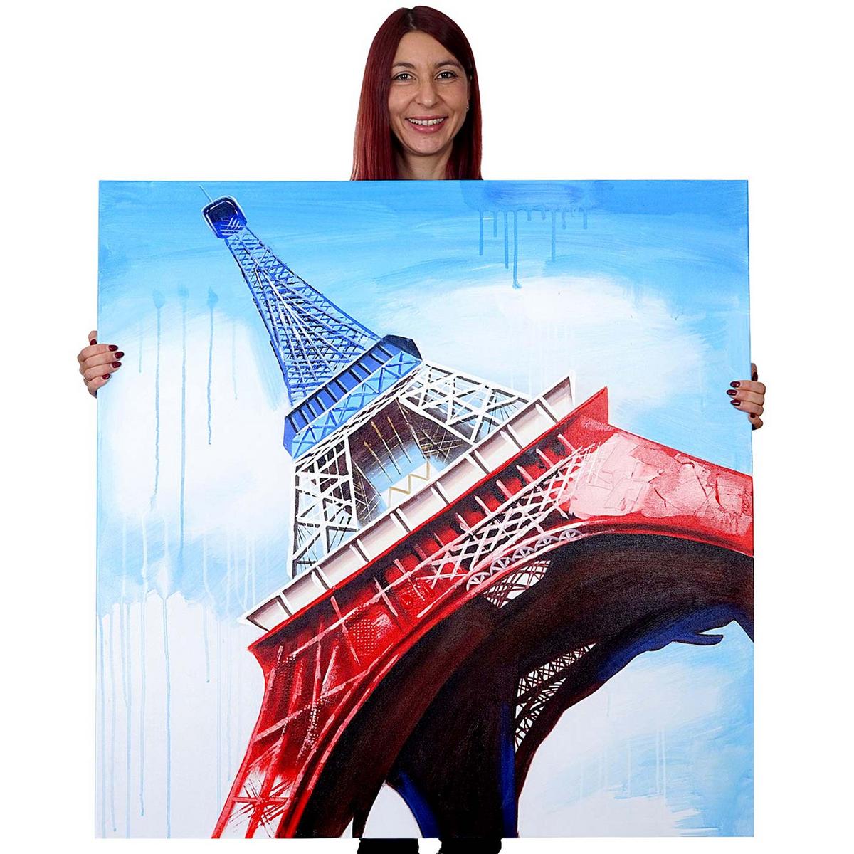 ÖLGEMÄLDE EIFFELTURM HANDGEMALT Mehrfarbig - Multicolor, Textil (100/100cm) - MCW