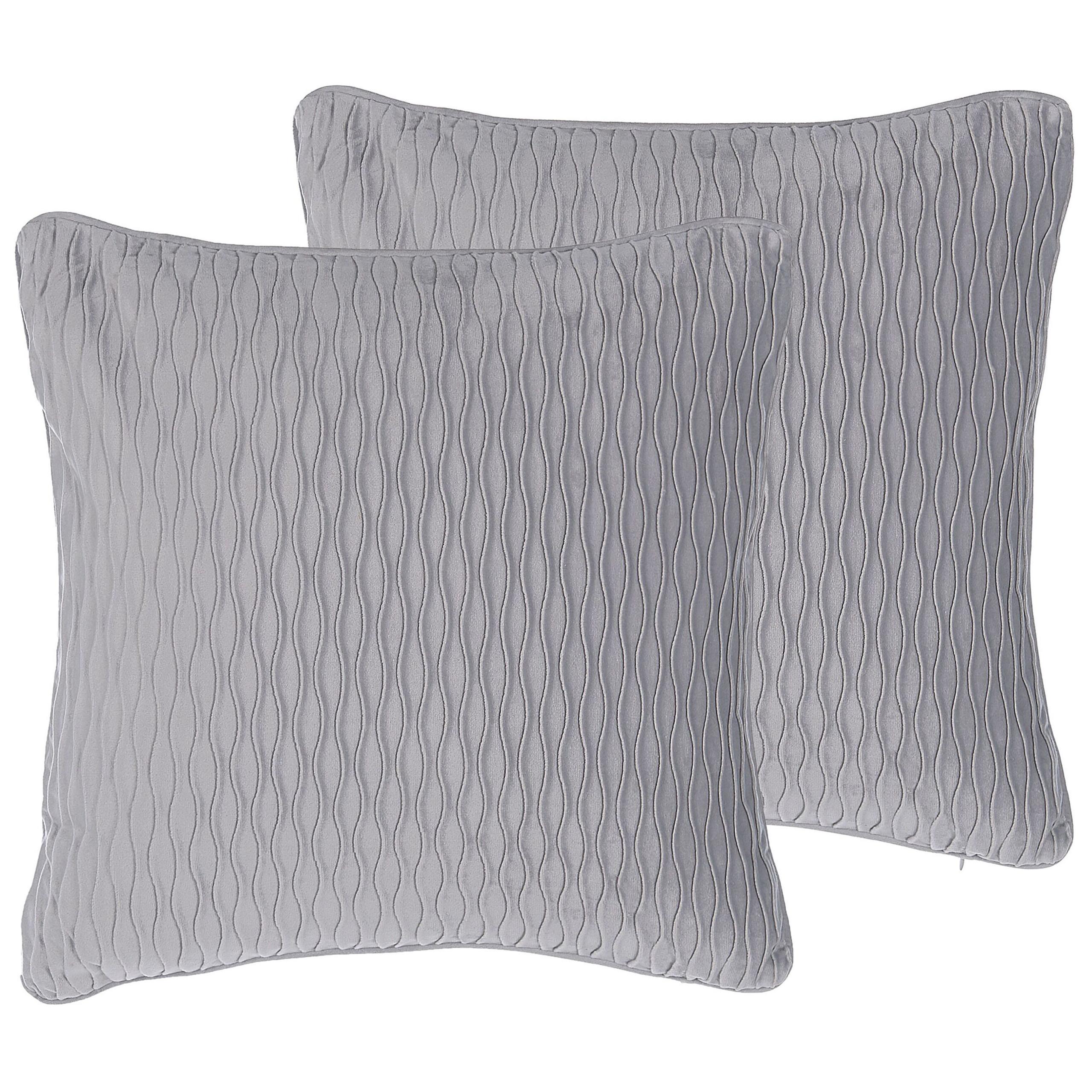 DEKOKISSEN 2er-Set Grau 45/45 cm Motari - Grau, Textil (45/45cm) - Beliani