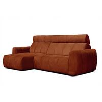 ECKSOFA KIMI 3-Sitzer, ausziehbarer Sitz, verstellbare Kopfstützen, rot - Rot/Schwarz, Holzwerkstoff/Textil (270/160cm) - Wozimo