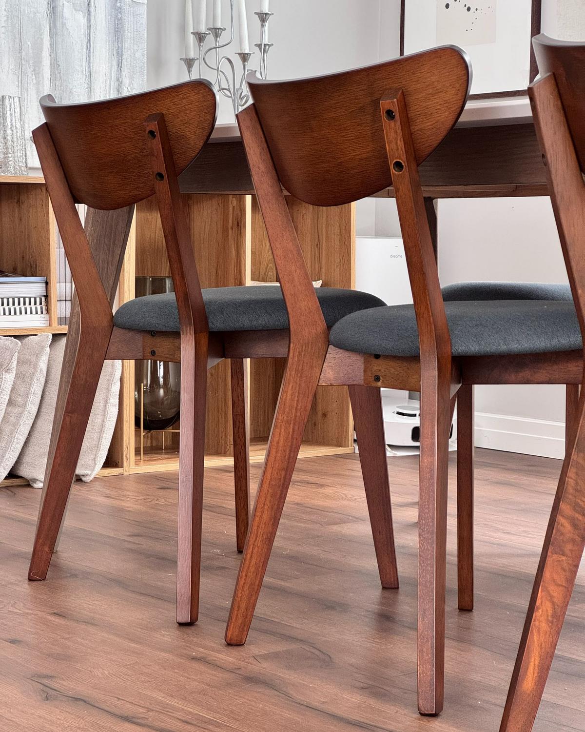 STUHL 2er-Set Gummibaumholz Dunkler Holzfarbton Erie - Dunkelbraun, Holz/Textil (46/80/46cm) - Beliani